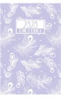 2020 Daily Diary: A5 Day on a Page to View Full DO1P Planner Lined Writing Journal - Purple & White Peacock Feathers