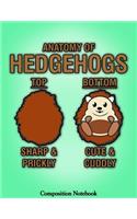 Anatomy Of Hedgehogs: Cartoon Hedgehog On Its Front And Back Notebook (Composition Book Journal) (8.5 x 11 Large)