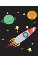 Notebook: Planets & Rocketship Design Cover - Blank Journal / Sketch / Drawing Book - 8.5 X 11 Paper - Unlined Notebook / Journal - 100 Pages