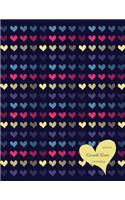 Hearts Cornell Notes Notebook: Blank Composition Book of Systematic Method Outline Composed of Notebook with Column and Line Format