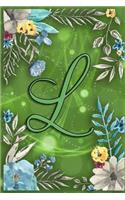 Watercolor Flower Monogram Journal: Monogrammed Cover College Ruled Notebook Composition Book Diary Letter L