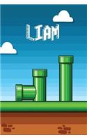 Liam: Vintage Video Game Personalized Name Notebook Journal Diary Sketchbook with 120 Lined Pages 6x9