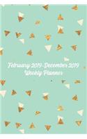 February 2019-December 2019 Weekly Planner: 48 Week Simple Agenda: 6x9 Soft Cover: Aqua Gold & White