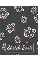 Sketch Book: A Large (8.5 X 11) Journal with Blank Paper to Practice Sketching, Drawing, Write and Creative Doodling (Pink & White Abstract Flower Design)