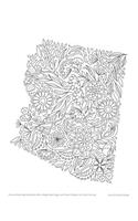 Arizona State Map Notebook with College Ruled Pages and Flower Margins for Adult Coloring