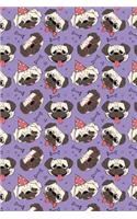 Journal Notebook Funny Pugs Pattern 3