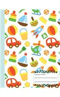 Composition Notebook: Wide Ruled Colorful car spaceship sports pattern, Large School /college notebook with emoji icon inside, 110 Pages, 8.5x11"