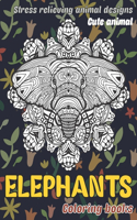Cute Animal Coloring Books - Stress Relieving Animal Designs - Elephants
