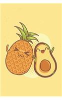 Pineapple Avocado Friends: College Ruled Notebook Journal, 6x9 Inch, 120 Pages