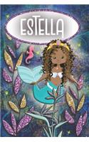 Mermaid Dreams Estella: Wide Ruled Composition Book Diary Lined Journal
