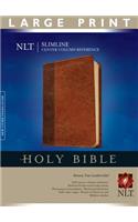 NLT Slimline Center Column Reference Bible, Large Print: New Living Translation Brown / Tan TuTone Leather Like Slimline Center Column Reference