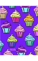 Cupcake Notebook: 8,5x11 Lined Pretty Desserts Pink/Purple Girls School Notebook/Journal