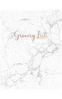 Grocery List: 52 Weeks, Notebook and Food Planner Journal - 2 Full Pages for each Week (104 Pages -Gift for Women)Elegant White Marble (104 pages - 8.5 x 11)