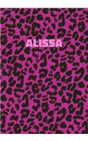 Alissa: Personalized Pink Leopard Print Notebook (Animal Skin Pattern). College Ruled (Lined) Journal for Notes, Diary, Journaling. Wild Cat Theme Design wi