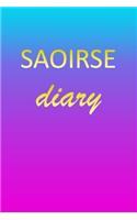 Saoirse: Journal Diary - Personalized First Name Personal Writing - Letter S Blue Purple Pink Gold Effect Cover - Daily Diaries for Journalists & Writers - J