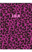Lila: Personalized Pink Leopard Print Notebook (Animal Skin Pattern). College Ruled (Lined) Journal for Notes, Diary, Journaling. Wild Cat Theme Design wi