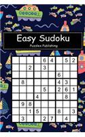 Easy Sudoku: Sudoku Puzzle Game for Beginers with Fishing Boat Pattern Cover