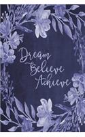 Chalkboard Bullet Dot Grid Journal - Dream Believe Achieve (Denim)