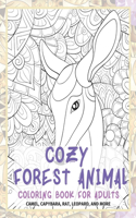 Cozy Forest Animal - Coloring Book for adults - Camel, Capybara, Rat, Leopard, and more