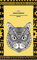 Adult Coloring Book of Flowers and Animals - Mandala Stress Relief - Large Print - Cat