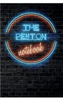 The PEYTON Notebook: Vintage Blank Ruled Personalized & Custom Neon Sign Name Dotted Notebook Journal for Girls & Women. Wall Background. Funny Desk Accessories. Retro B