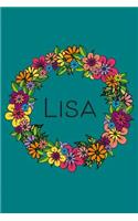 Lisa: Personalized Floral Illustration 6x9 Blank Lined Journal, 120 pages