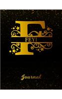 Feyi Journal: Letter F Personalized First Name Personal Writing Diary Black Gold Glittery Space Effect Cover Daily Diaries for Journalists & Writers Note Taking W