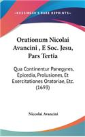 Orationum Nicolai Avancini, E Soc. Jesu, Pars Tertia