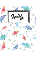 Bullet Journal: Dot Grid, Quarterly Guided, Umbrella Colorful Watercolor, Composition Notebook, 8 X 10, 90 Page: Small Journal Notebook Diary for Adults and Kids