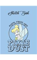SketchBook: Disney Peter Pan Tinker Bell Believe Drawing Graphic Cute Theme Marble Size SketchBook Blank Pages Rule Unlined for Girls Teens Kids Journal for Kid
