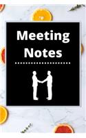 Meeting Notes: Business Notebook for Meetings and Organizer - Taking Minutes Record Log Book Action Items & Notes - Secretary Logbook Journal