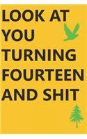 Look at You Turning Fourteen and Shit Notebook Birthday Gift: Lined Notebook/ Journal Gifts,120 pages, 6×9, Soft Cover, Matte Finish