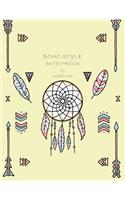 Boho sketchbook style by magic lover: Dreamcatcher on yellow cover (8.5 x 11) inches 110 pages, Blank Unlined Paper for Sketching, Drawing, Whiting, Journaling & Doodling(3 Dreamcatcher on Yellow Sketchbook)