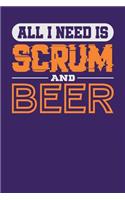 All I Need is Scrum and Beer: Dark Purple, White & Orange Design, Blank College Ruled Line Paper Journal Notebook for Project Managers and Their Families. (Agile and Scrum 6 x 9 