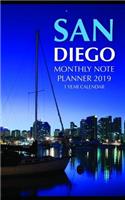 San Diego Monthly Note Planner 2019 1 Year Calendar