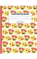 Adorable Hearts Emoji Composition Notebook, Wide Ruled: 200 Pages, Great for School, as a Notebook, Diary, or Journal
