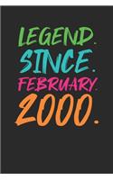 Legend Since February 2000: Birthday Gift or Anniversary Gift Idea - Graph Paper Notebook