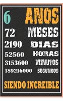 6 Años Siendo Increible: Regalo de Cuaderno / diario forrado para REGALO DE CUMPLEAÑOS DIVERTIDO Anos 6 SIENDO INCREIBLE, 110 Paginas, 15CMx23CM, Tapa blanda, Mate Terminar