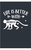 Life Is Better With Monkeys Notebook - Monkey Gift for Monkey Lovers - Monkey Journal - Monkey Diary