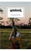 Notebook: Girl with Guitar Notebook - Beautiful 100-Page College-Ruled Work Book to Write in - Stylish 6 X 9 Lined Journal (Music Notebooks)