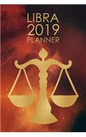 Libra Planner: 2019: Zodiac Star Sign: Organizer and Notebook: Nebula Design