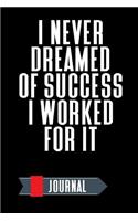 Journal: I Never Dreamed of Success I Worked for It: An Inspirational Notebook for Daily Journaling