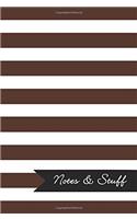 Notes & Stuff Lined Notebook With Cocoa Brown Striped Pattern Cover