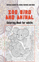 Zoo Bird and Animal - Coloring Book for adults - Buffalo, Guinea pig, Rhino, Panther, and more