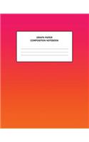 Graph Paper Composition Notebook: Bright Pink and Orange Ombre