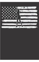 Notebook: Vintage 4th Of July USA Flag Golf Girl Dot Grid Dotted 6x9 120 Pages