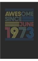 Awesome Since June 1973: Small Lined Notebook - Happy Birthday Gift or Happy Anniversary Gift Idea