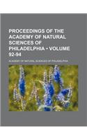 Proceedings of the Academy of Natural Sciences of Philadelphia (Volume 92-94)