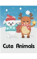 Cute Animals: Christmas coloring Pages for Children ages 2-5 from funny image.