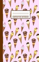 Composition Notebook: Ice Cream Pattern Cover Design - Wide Ruled - 120 Blank Lined Pages - 8.5" X 11" - Matte Finished Soft Cover